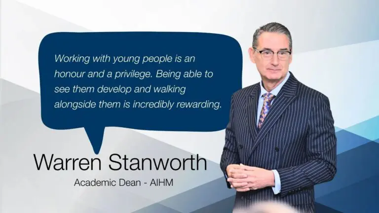 Warren Stanworth, Academic Dean at AIHM, sharing his passion for developing future hospitality leaders