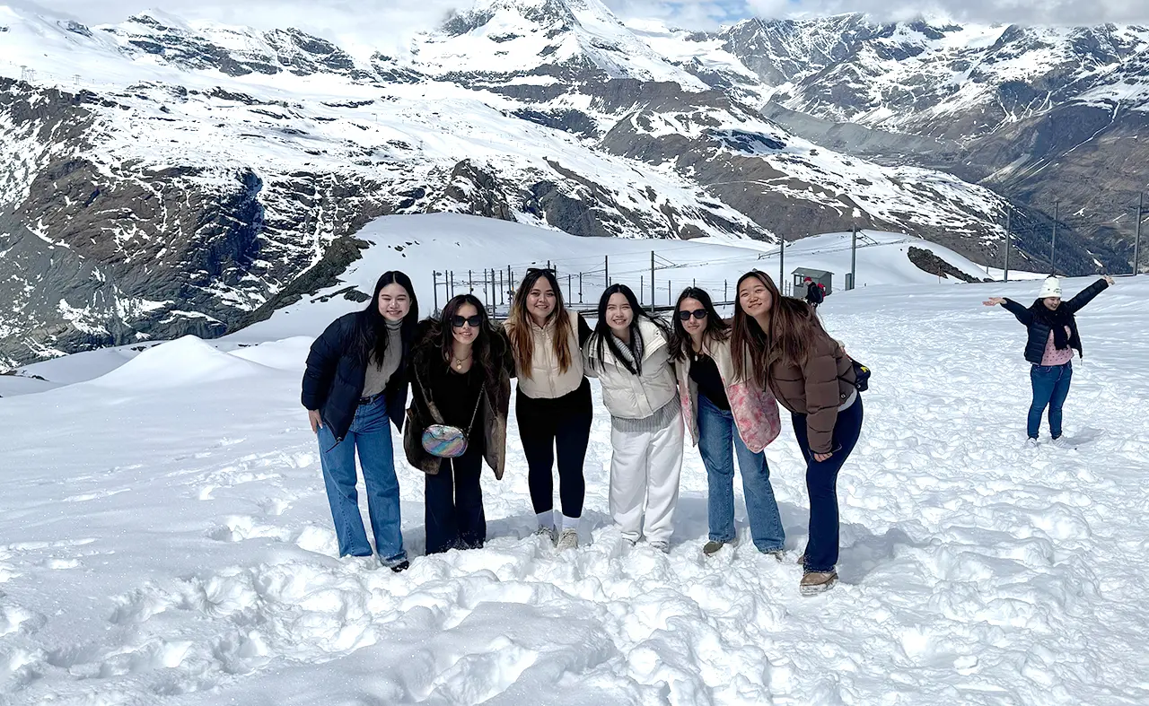 AIHM BBA hospitality management students experiencing Switzerland during their Les Roches transfer programme, showcasing global study opportunities and international learning pathways.