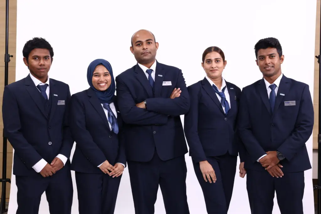 AIHM hospitality management students in professional uniform, representing student ambassadors and international learning at the Asian Institute of Hospitality Management in Bangkok.