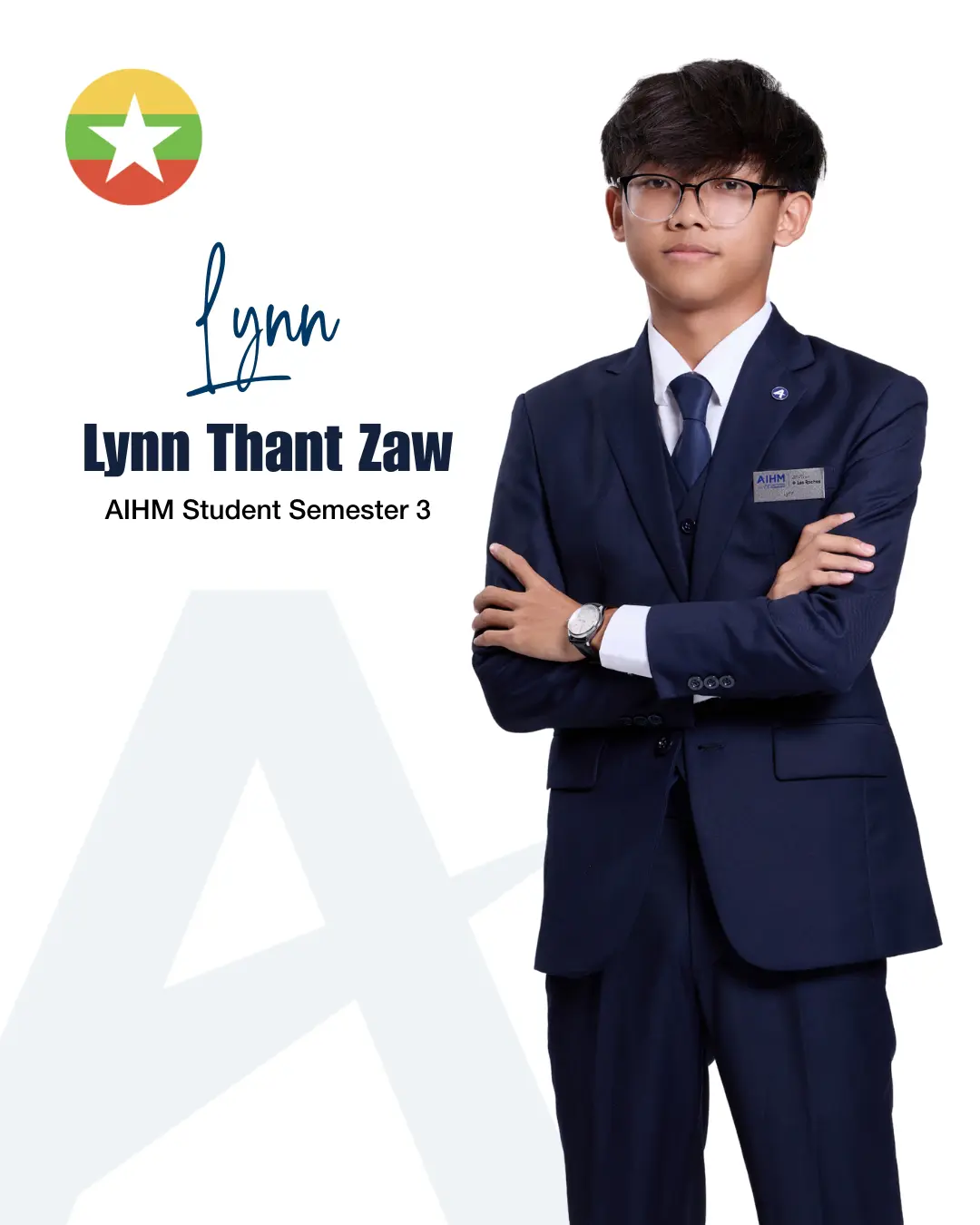 AIHM Student Ambassadors standing in the hospitality campus, showcasing leadership, international student community, and global hospitality training.