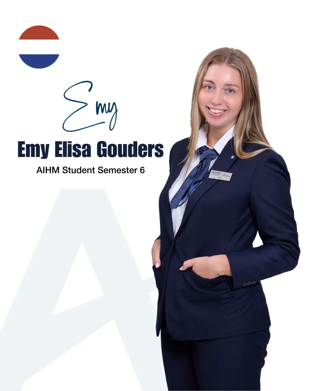 AIHM Student Ambassadors standing in the hospitality campus, showcasing leadership, international student community, and global hospitality training.