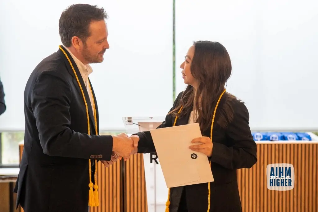 AIHM transfer student Melissa So graduating from Les Roches Marbella after completing a global hospitality degree, marking a milestone in her international hospitality career journey.