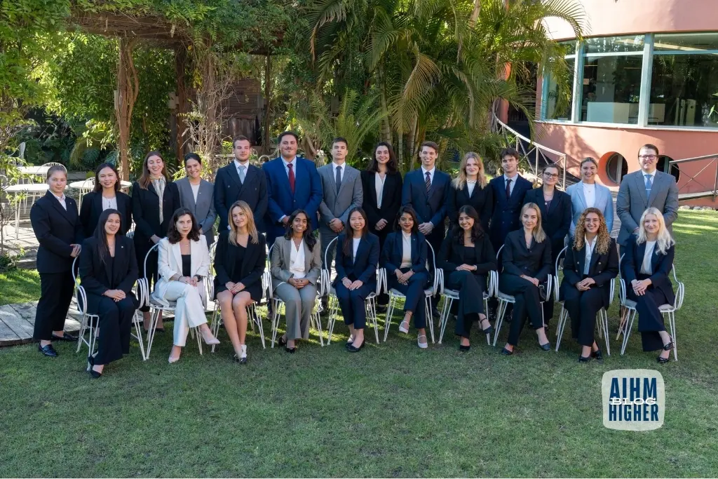International hospitality management students gathered at Les Roches Marbella campus in Spain, one of the world’s leading hospitality schools preparing future leaders for global hotel and luxury hospitality careers.