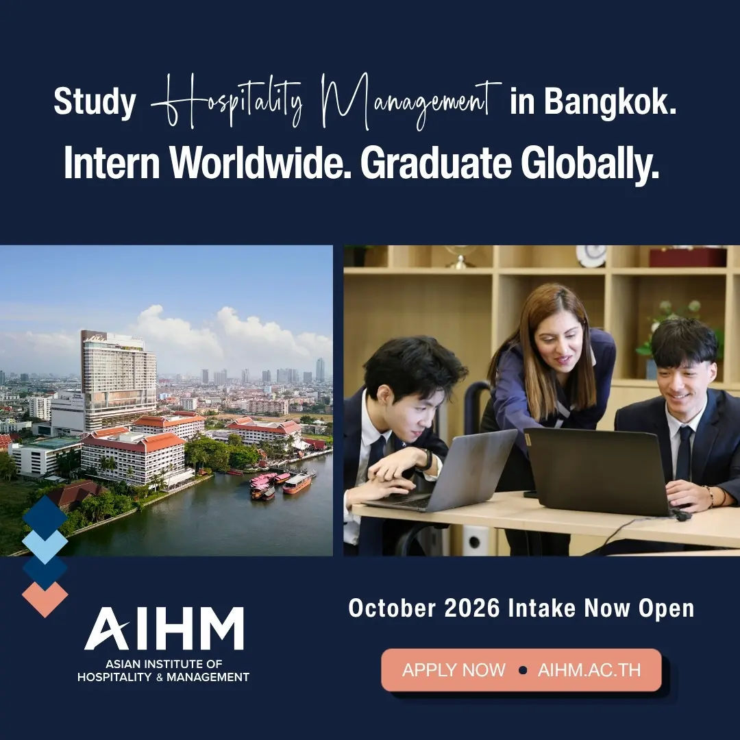 Study hospitality management in Bangkok at AIHM with global internship opportunities and international career pathways