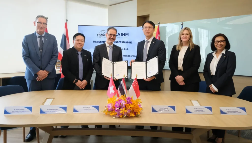 AIHM and Frasers Hospitality representatives at the partnership MoU signing ceremony in Bangkok.
