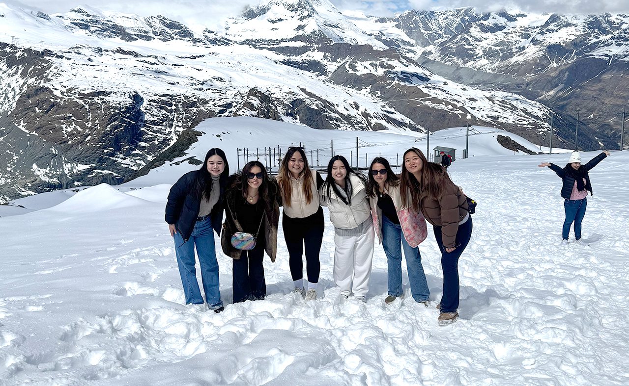 AIHM BBA hospitality management students experiencing Switzerland during their Les Roches transfer programme, showcasing global study opportunities and international learning pathways.