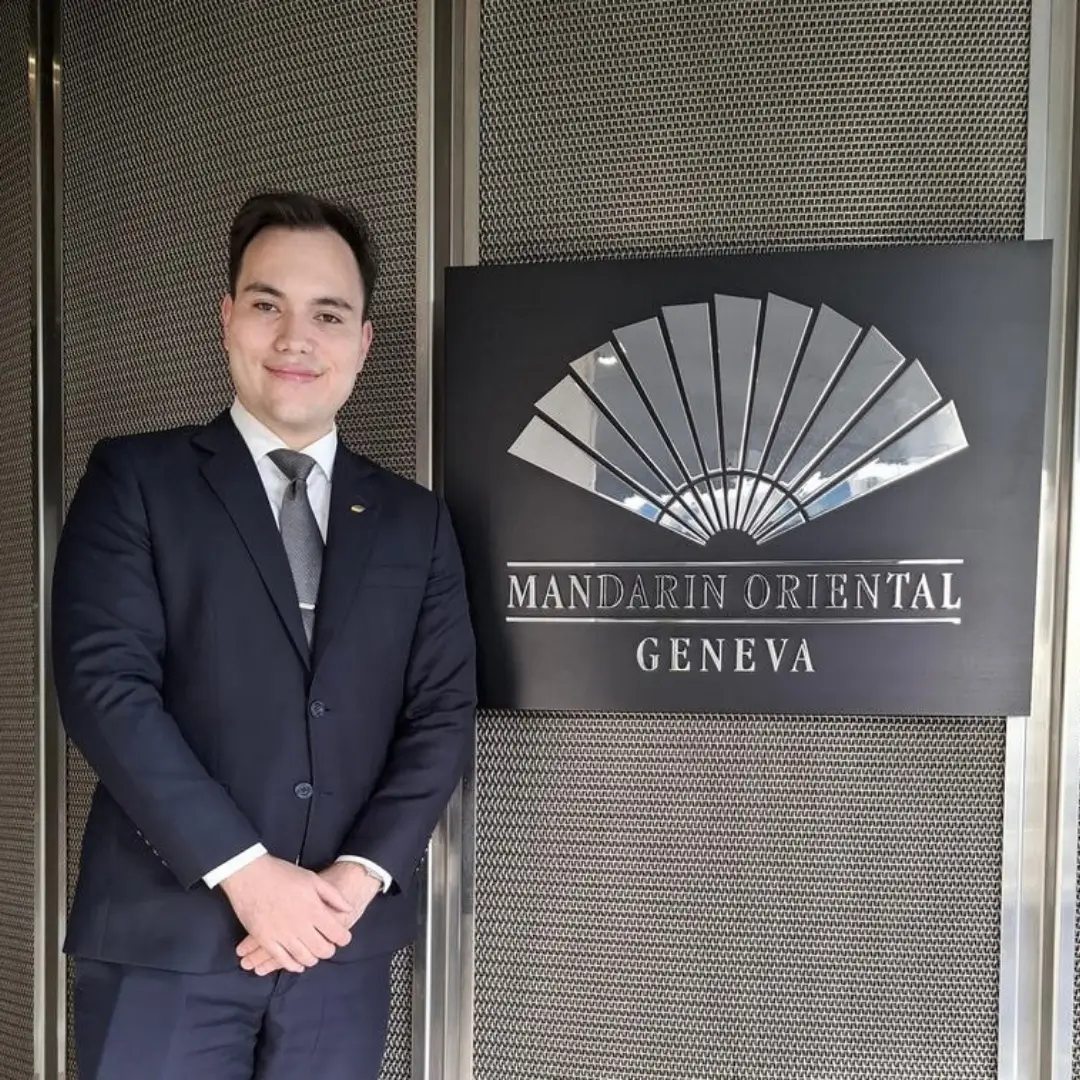 AIHM alumnus at Mandarin Oriental Geneva representing international hospitality career pathways in Switzerland