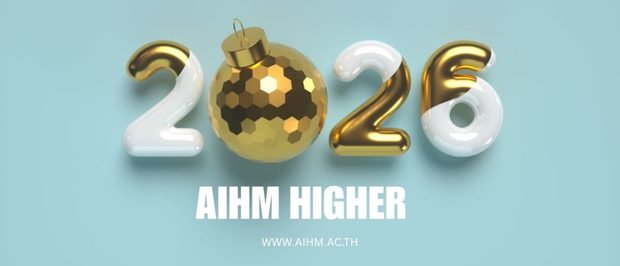 AIHM Higher 2026 visual celebrating student success, graduation and career readiness, showcasing Swiss-style education and global learning pathways in Thailand.