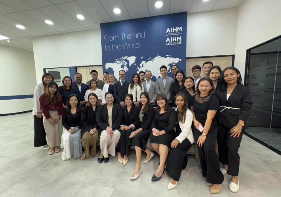 AIHM digital badge issued via Credly, verifying industry-aligned hospitality and business skills earned through practical learning at the Asian Institute of Hospitality Management in Thailand.